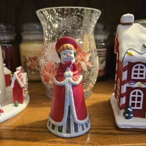 Vintage Snowgirl ceramic bell decoration.